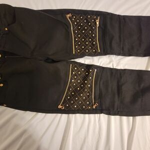 Black and Gold Men's Skinny Jeans